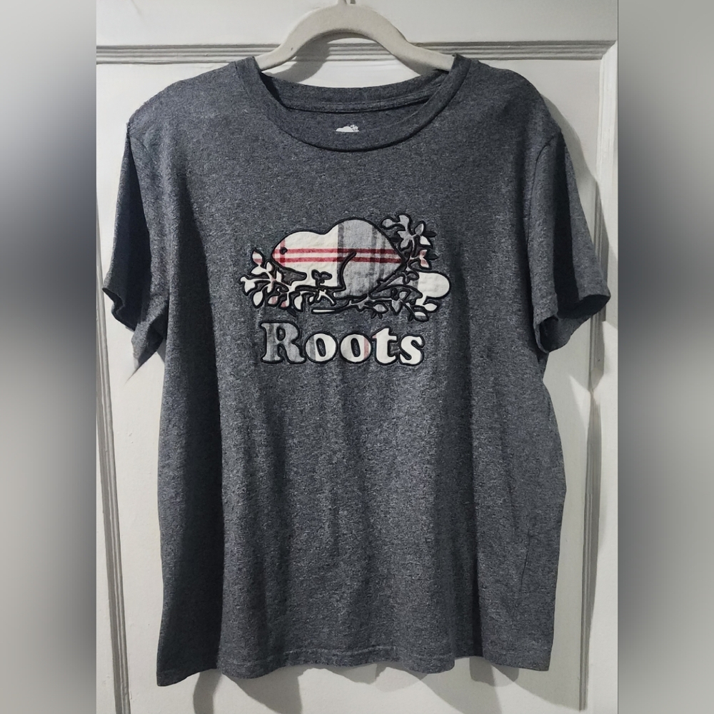 ​✨ Roots Canada Plaid Beaver Logo Graphic Tee - Size L ✨ - Picture 2 of 5